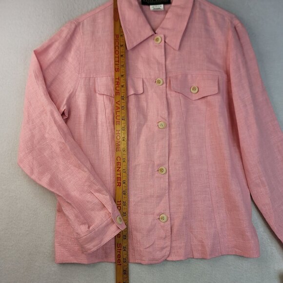 Harve Benard Pink Linen Button-Up 12 Long Sleeve Lightweight Deadstock Vintage - Picture 8 of 8